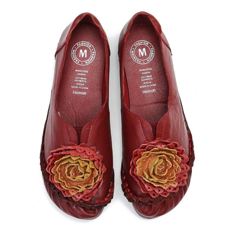 Damen Folkways Stricing Flowers Bequeme Weiche Sohle Lässige Flache Loafer