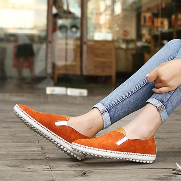 Damen Freizeitschuhe Bequeme Outdoor Leder Slipper Zum Hineinschlüpfen