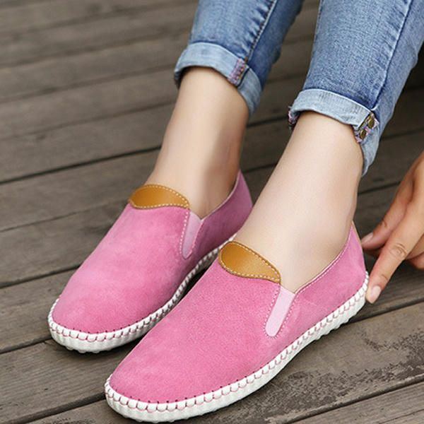 Damen Freizeitschuhe Bequeme Outdoor Leder Slipper Zum Hineinschlüpfen