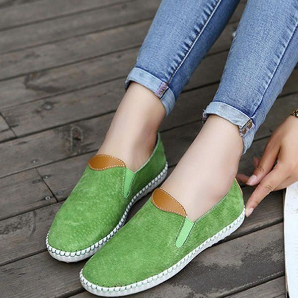 Damen Freizeitschuhe Bequeme Outdoor Leder Slipper Zum Hineinschlüpfen