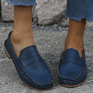 Damen Große Bequeme Soild Slip On Casual Flats Loafer