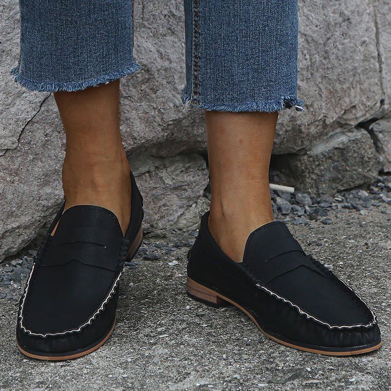 Damen Große Bequeme Soild Slip On Casual Flats Loafer