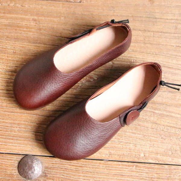 Damen Leder Casual Outdoor Soft Slip On Flat Loafer Schuhe