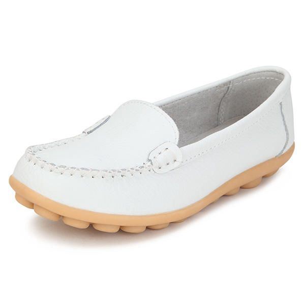 Damen Leder Slip On Anti Rutsch Ballerinas Freizeitschuhe