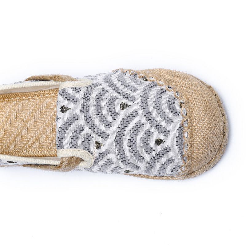 Damen Leinen Bequem Tragbar Runde Zehen Lässig Espadrille Flache Loafer