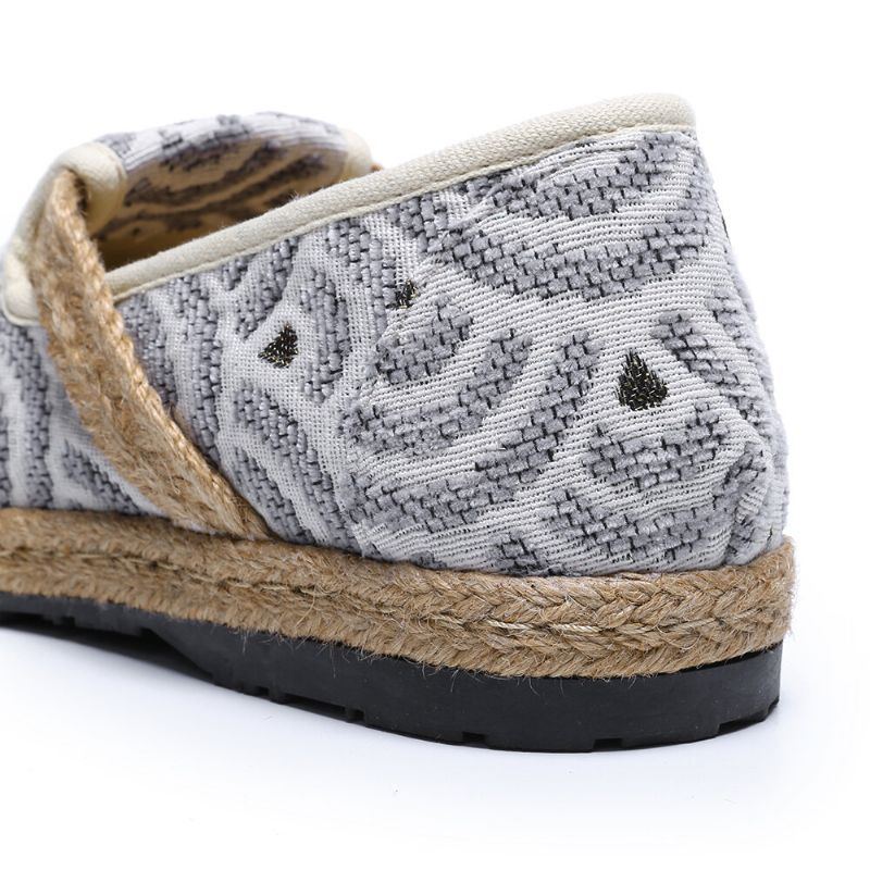 Damen Leinen Bequem Tragbar Runde Zehen Lässig Espadrille Flache Loafer