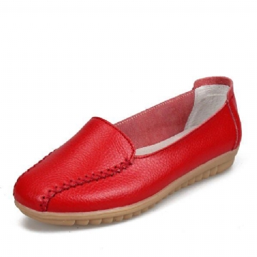 Damen Loafer Schuhe Lässige Outdoor Slipper Aus Leder