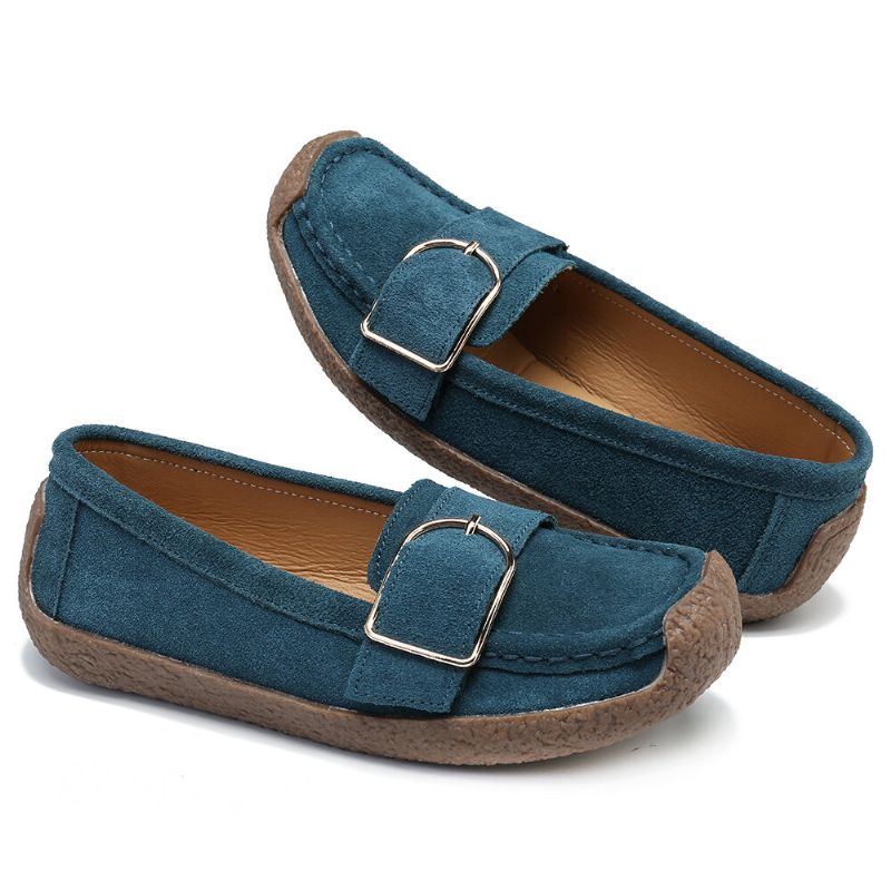 Damen Metalldekor Wildleder Bequeme Rutschfeste Weiche Sohle Lässig Flache Loafer