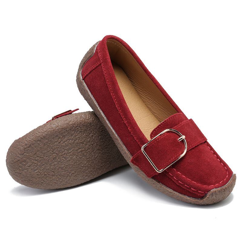 Damen Metalldekor Wildleder Bequeme Rutschfeste Weiche Sohle Lässig Flache Loafer