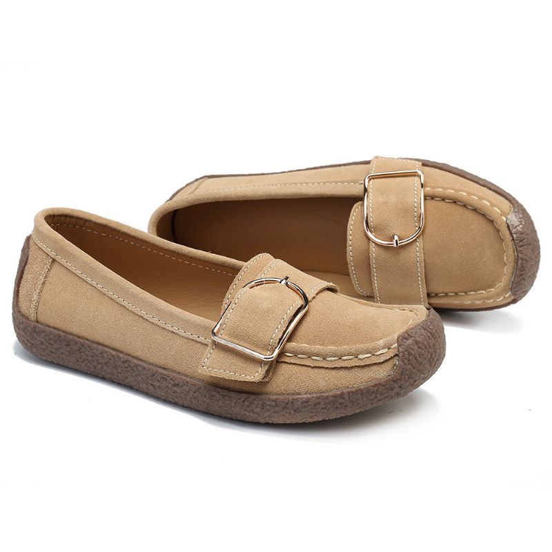 Damen Metalldekor Wildleder Bequeme Rutschfeste Weiche Sohle Lässig Flache Loafer