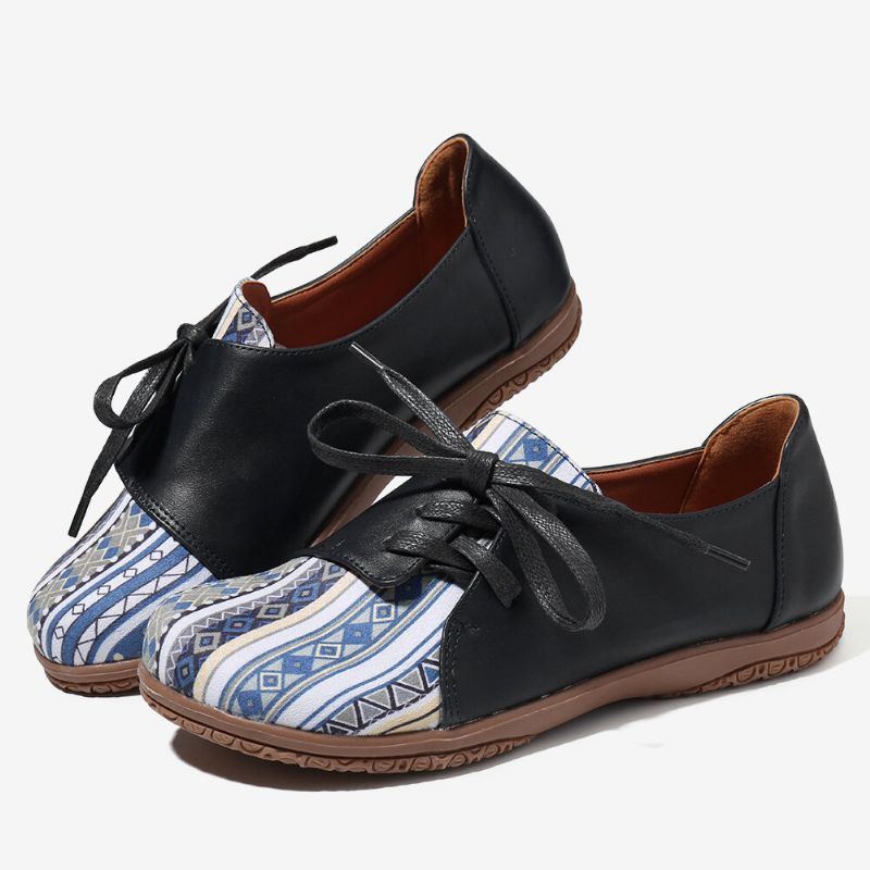 Damen Muster Spleißdekor Rutschfeste Bequeme Flache Loafer