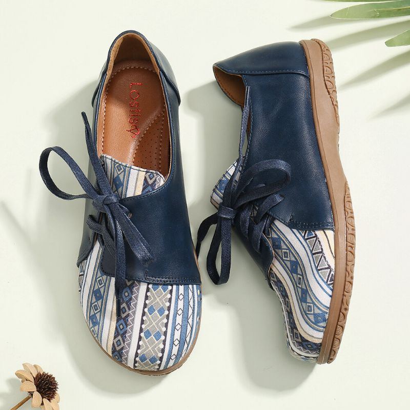 Damen Muster Spleißdekor Rutschfeste Bequeme Flache Loafer