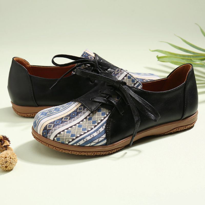 Damen Muster Spleißdekor Rutschfeste Bequeme Flache Loafer