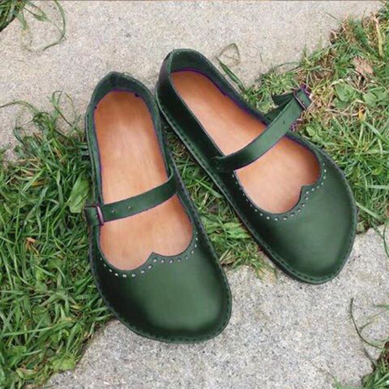 Damen Retro Große Größe Bequeme Schnalle Casual Spring Flats Loafer