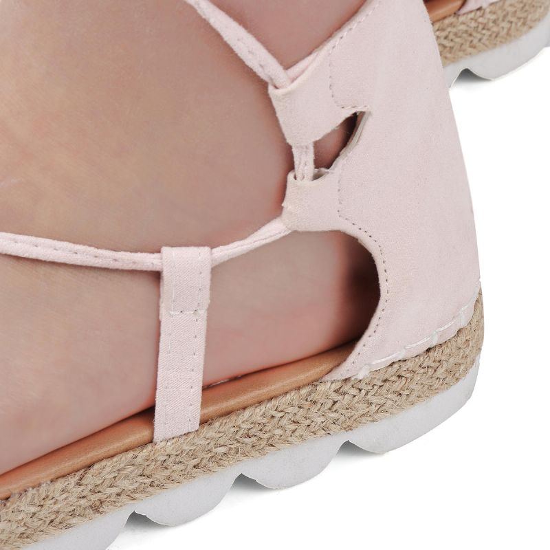 Damen Riemchen Espadrilles In Übergröße Lässige Einfarbige Sommer Plateau Sandalen