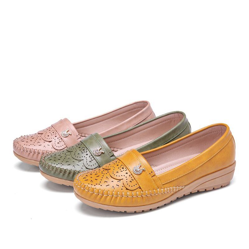 Damen Rüschen Stricting Decor Hohl Bequeme Rutschfeste Casual Flats