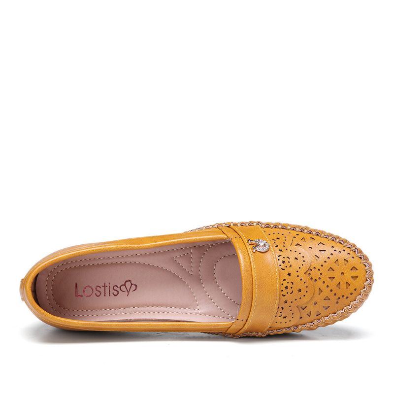 Damen Rüschen Stricting Decor Hohl Bequeme Rutschfeste Casual Flats