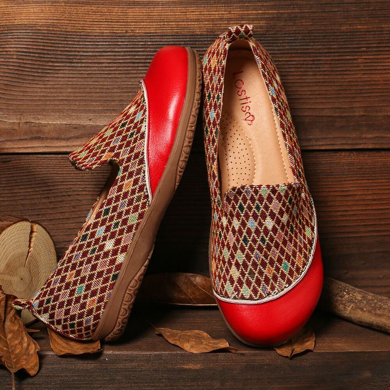 Damen Splicing Pattern Closed Toe Loafers Slip On Casual Flats