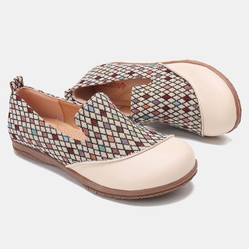 Damen Splicing Pattern Closed Toe Loafers Slip On Casual Flats