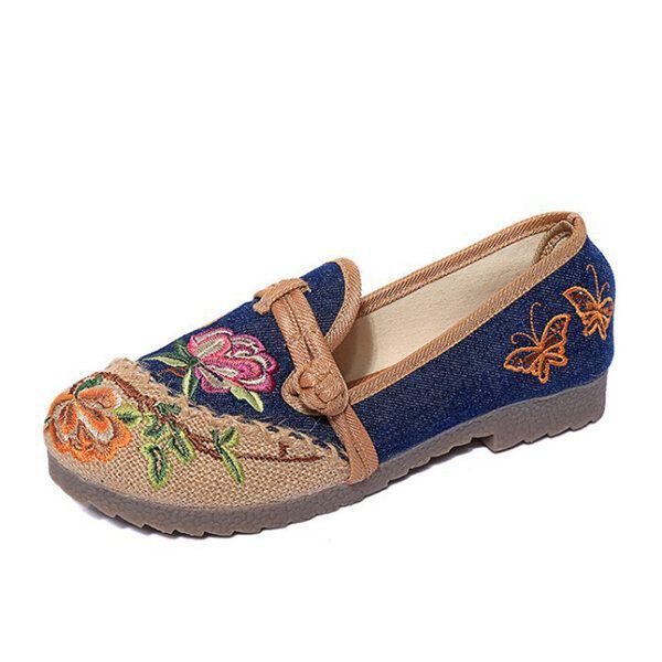 Damenschuhe Mit Chinesischer Blumenstickerei Im Retro Stil Zum Hineinschlüpfen