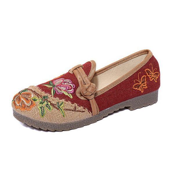 Damenschuhe Mit Chinesischer Blumenstickerei Im Retro Stil Zum Hineinschlüpfen