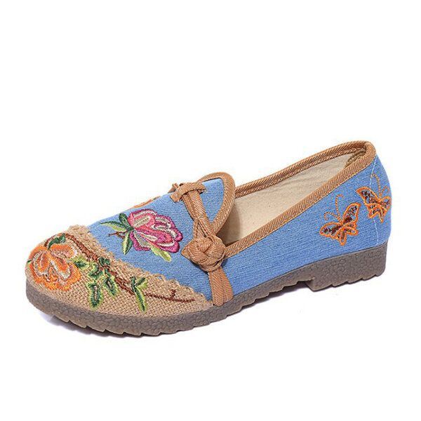 Damenschuhe Mit Chinesischer Blumenstickerei Im Retro Stil Zum Hineinschlüpfen