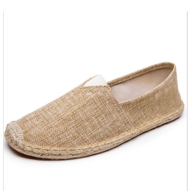 Einfarbige Slip On Espadrilles Für Damen Große Größe Flache Fischerschuhe