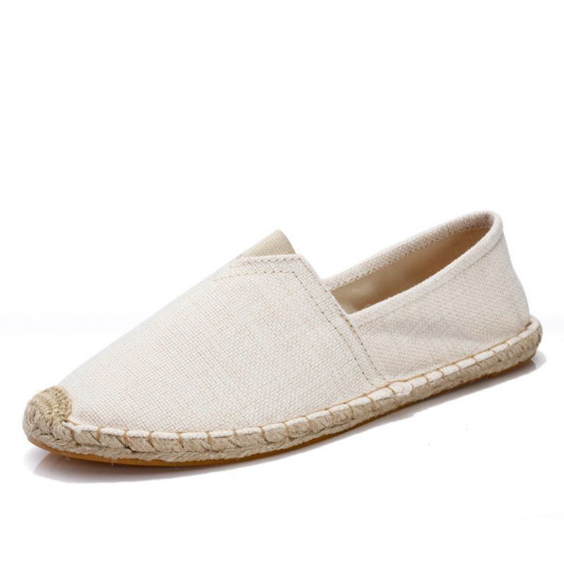 Einfarbige Slip On Espadrilles Für Damen Große Größe Flache Fischerschuhe