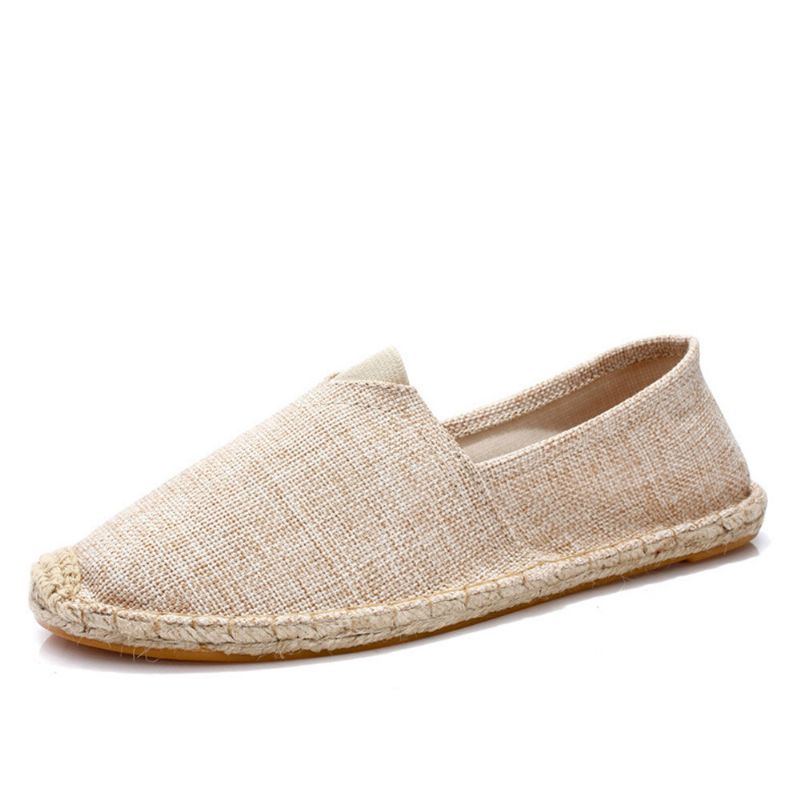 Einfarbige Slip On Espadrilles Für Damen Große Größe Flache Fischerschuhe