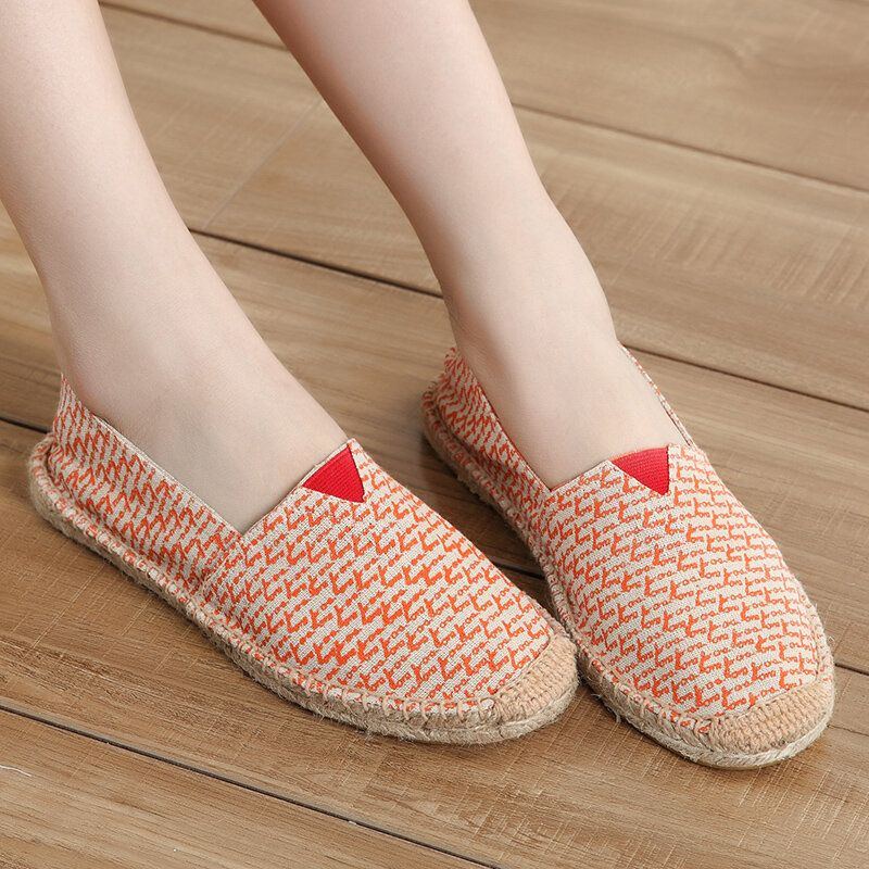 Einfarbige Slip On Espadrilles Für Damen Große Größe Flache Fischerschuhe