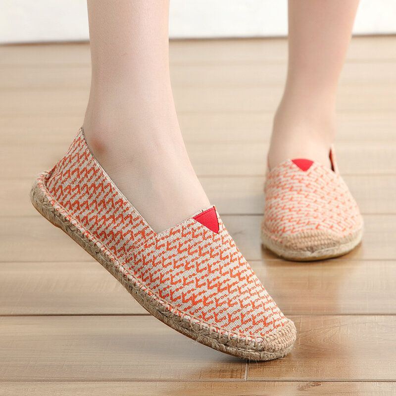 Einfarbige Slip On Espadrilles Für Damen Große Größe Flache Fischerschuhe