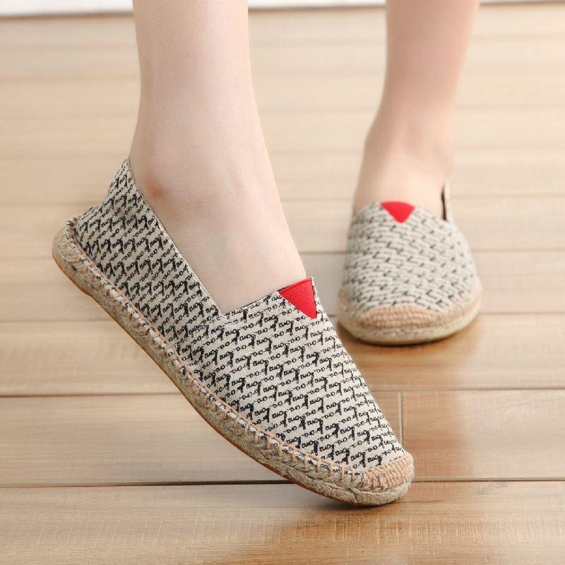 Einfarbige Slip On Espadrilles Für Damen Große Größe Flache Fischerschuhe