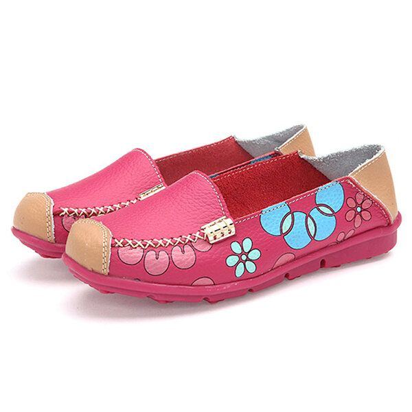 Flache Damenschuhe Bequeme Atmungsaktive Slip On Blumen Blumen Flache Loafer Schuhe