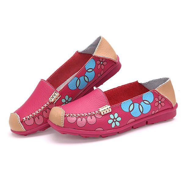 Flache Damenschuhe Bequeme Atmungsaktive Slip On Blumen Blumen Flache Loafer Schuhe