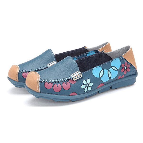 Flache Damenschuhe Bequeme Atmungsaktive Slip On Blumen Blumen Flache Loafer Schuhe