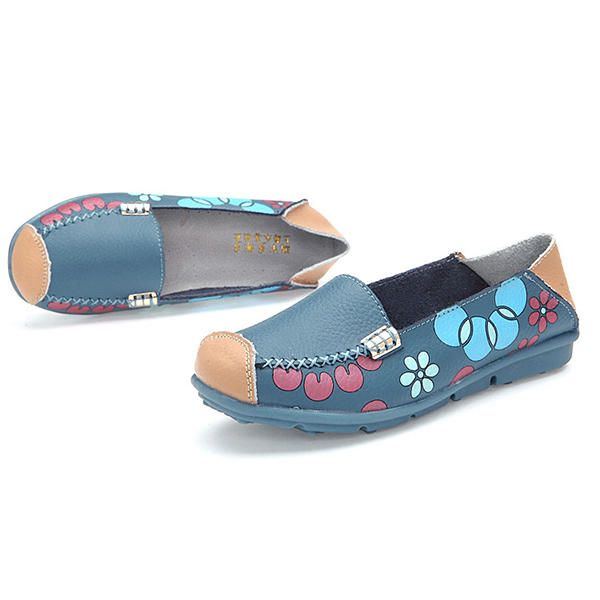 Flache Damenschuhe Bequeme Atmungsaktive Slip On Blumen Blumen Flache Loafer Schuhe