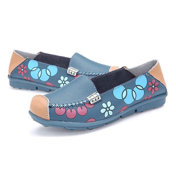 Flache Damenschuhe Bequeme Atmungsaktive Slip On Blumen Blumen Flache Loafer Schuhe