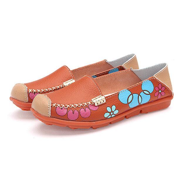 Flache Damenschuhe Bequeme Atmungsaktive Slip On Blumen Blumen Flache Loafer Schuhe