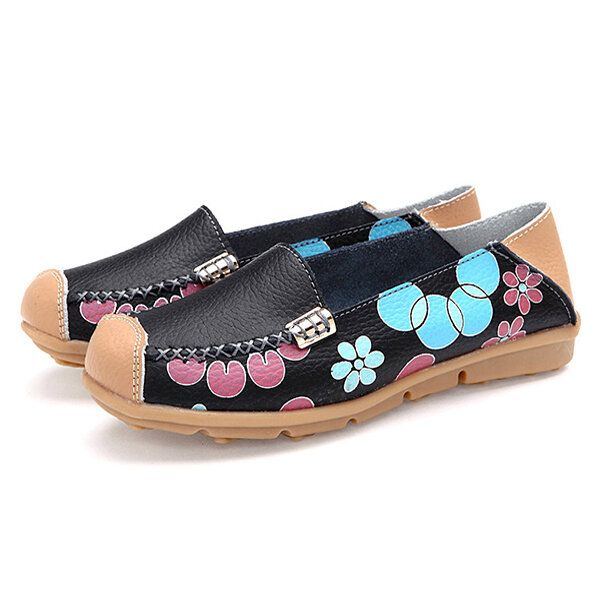 Flache Damenschuhe Bequeme Atmungsaktive Slip On Blumen Blumen Flache Loafer Schuhe