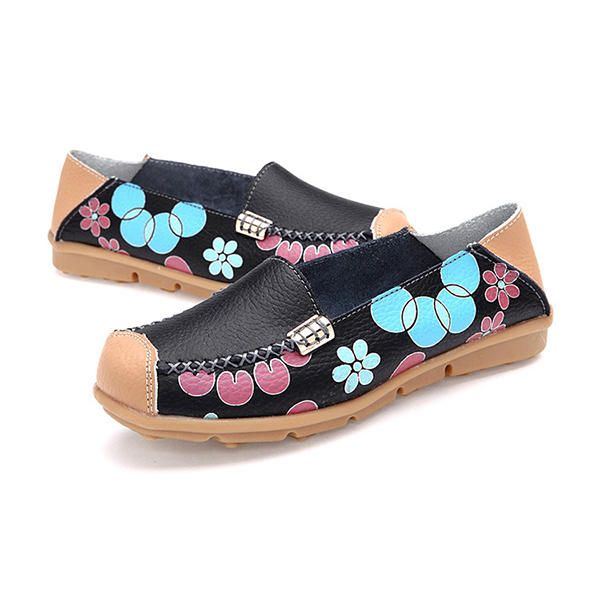 Flache Damenschuhe Bequeme Atmungsaktive Slip On Blumen Blumen Flache Loafer Schuhe