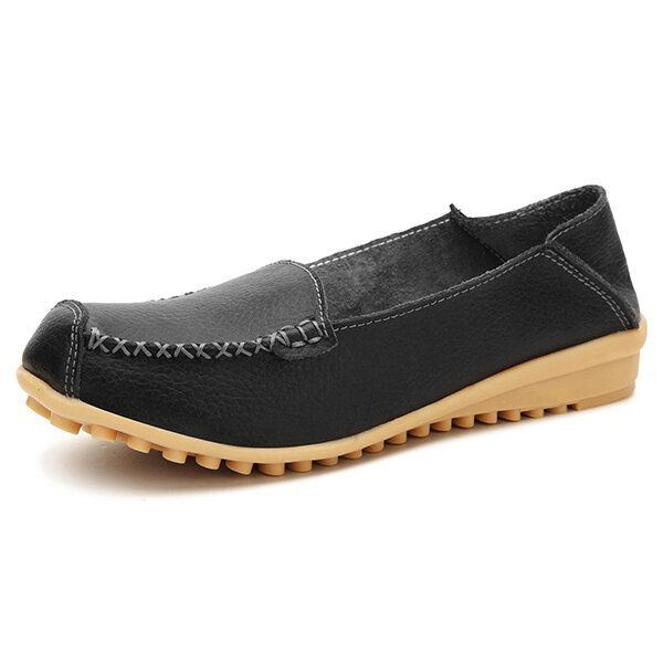 Flache Damenschuhe Bequemer Lässiger Slip On Mit Runder Zehenpartie Weiche Flache Loafer Schuhe