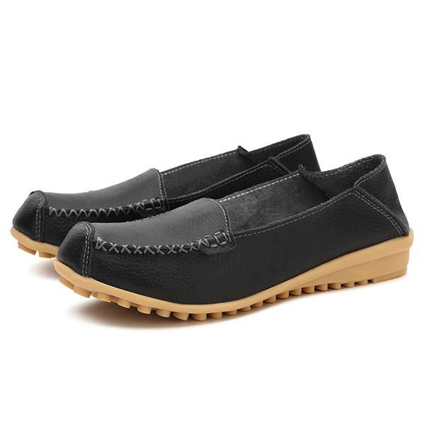 Flache Damenschuhe Bequemer Lässiger Slip On Mit Runder Zehenpartie Weiche Flache Loafer Schuhe