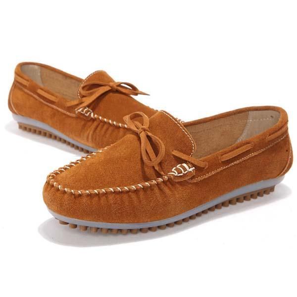 Flache Damenschuhe Mit Schnürung Und Runder Zehenpartie Flache Loafer Mit Weicher Sohle