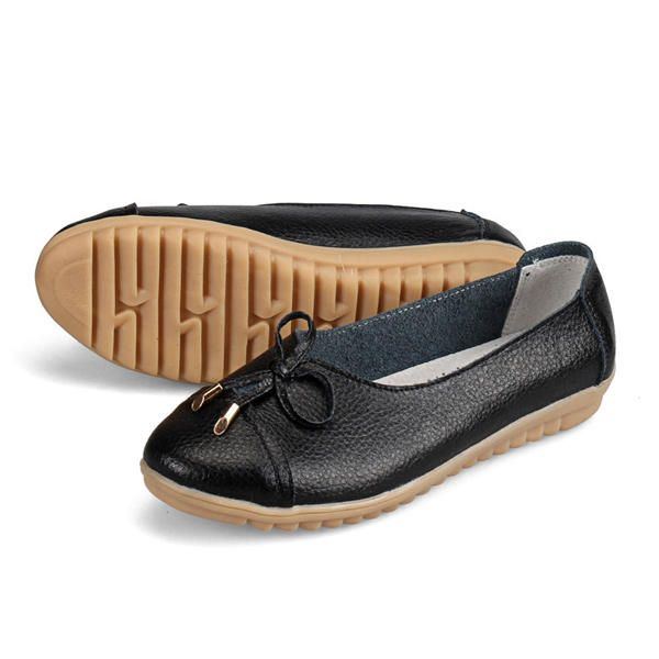 Flache Lässige Damenschuhe Aus Leder Mit Runder Zehenpartie Weiche Bequeme Slip On Flachschuhe