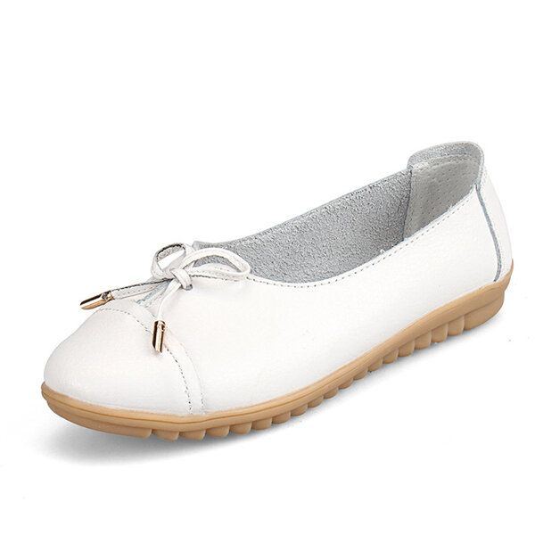 Flache Lässige Damenschuhe Aus Leder Mit Runder Zehenpartie Weiche Bequeme Slip On Flachschuhe