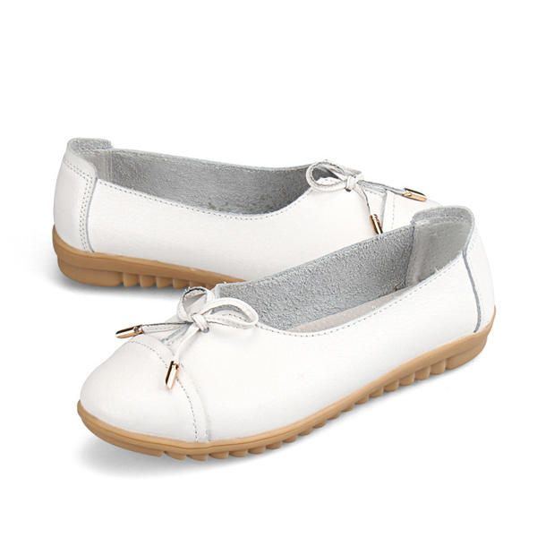 Flache Lässige Damenschuhe Aus Leder Mit Runder Zehenpartie Weiche Bequeme Slip On Flachschuhe