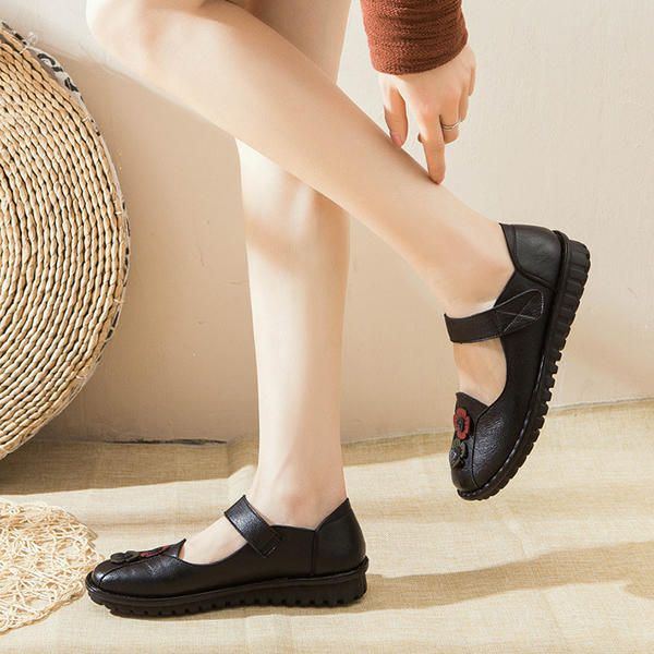 Flache Loafer Aus Bequemem Leder Mit Hakenschlaufe Für Damen