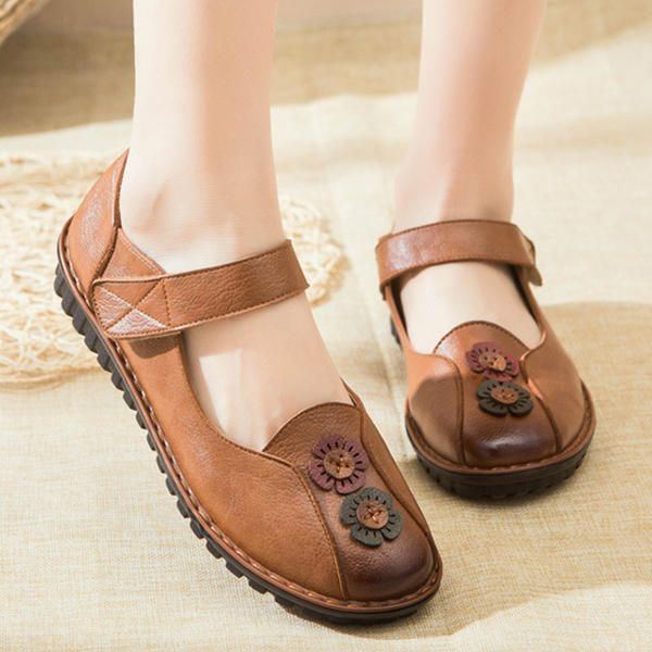 Flache Loafer Aus Bequemem Leder Mit Hakenschlaufe Für Damen