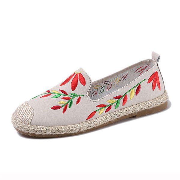 Flache Loafer Aus Besticktem Blumenstoff Für Damen