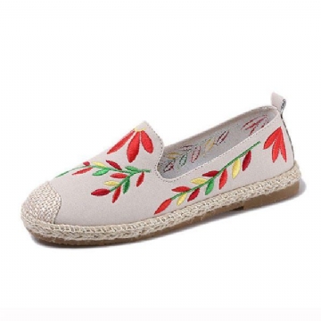 Flache Loafer Aus Besticktem Blumenstoff Für Damen